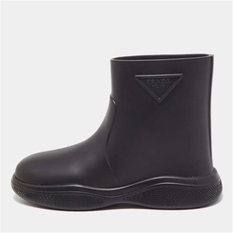 prada sport black rubber rain boots